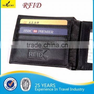 New Design Four Fold Durable Young Man Leather RFID Wallet photo-3