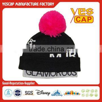 custom cheap beanie hats with top ball wholesale