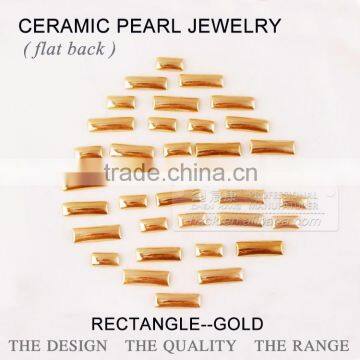 Wholesale Loose ceramics pearl gold rectangle flat back ceramic Rhinestone factory direct on sales