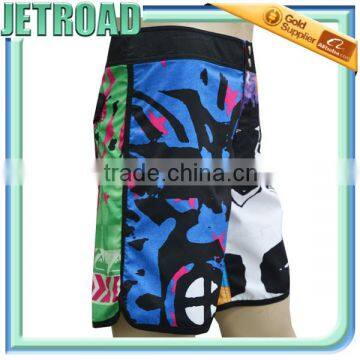 Men Polyester Diamond Dobby Customer Design Beach Shorts Heat Transfer Sublimation Printing Snap Closure waistband