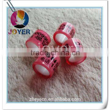 400pc Free Shipping Beautiful Plastic Transparent Free Color 8mm With Name Phone Country Year Pigeon Ring 2015