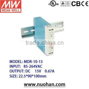 10W DIN rail Power Supply 15V/Mean Well 10W 15V Single Output Industrial DIN Rail Power Supply