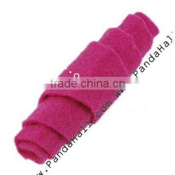 Handmade Woven Cloth Beads, Oval, HotPink, Size: about 36mm long, 12mm wide, 12mm thick, hole: 4mm(FIND-P017-3)