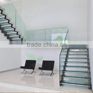 glass and stainless steel fancy stairway