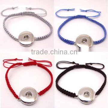 leather snap button bracelet, Button Charm Leather Bracelet Rhinestone