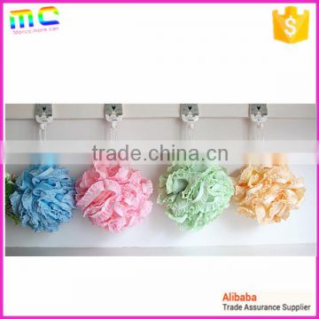 same color wide striated lace edge big size bath ball