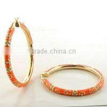 Orange Enamel Lifeful Big Hoop Earring