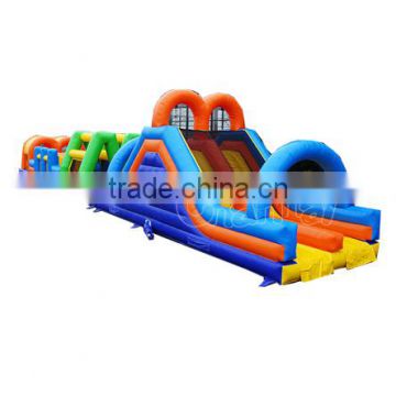 DOUBLE OBSTACLE RUN 27M cheap giant adult inflatable obstacle course for sale