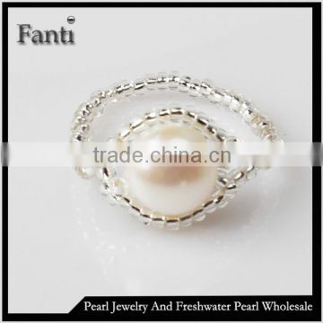 cultured pearl ring/freshwater pearl ring