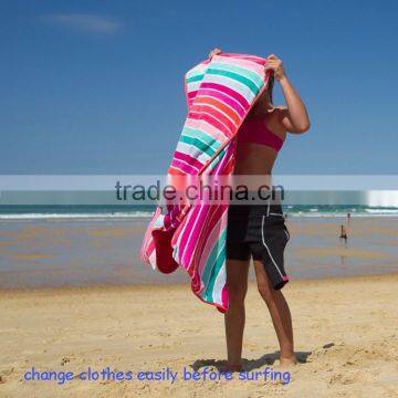 Custom Design High Standard Color Stripes Woven Woman Surf Hoodie Towel Poncho Quality Choice photo-3