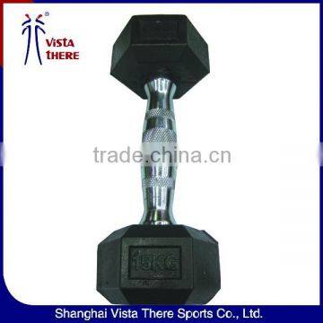 15kg custom rubber coated hex dumbbell wholesale