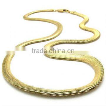 8mm Wide Gold Plated Snake Design Chain Stainless Steel Chain Necklace for men