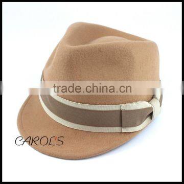 Plain Dyed Pattern and 100% Wool Material riding hat with ribbon bow