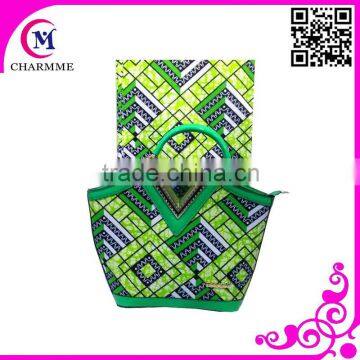 2015 Newest Ankara Wax set Design WB-0069 lemon green wax bag