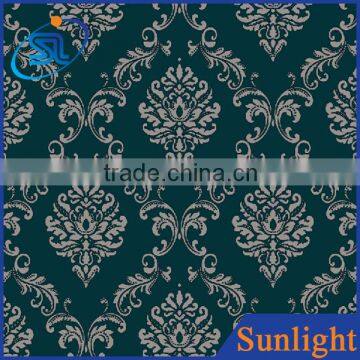 Sunlight EX-88047 European blue embossed damascus background vinyl wallpaper stocklot wallpaper