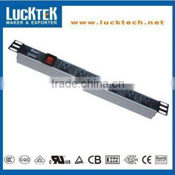 19" 1.0U 6 WAY USA TYPE PDU RACK POWER SOCKET