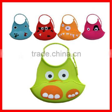 2013 Perfect design food grade rubber silicone waterproof baby bib