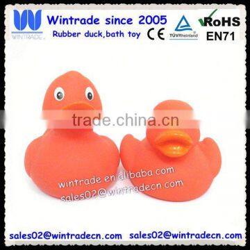 Rubber orange duck bath baby set