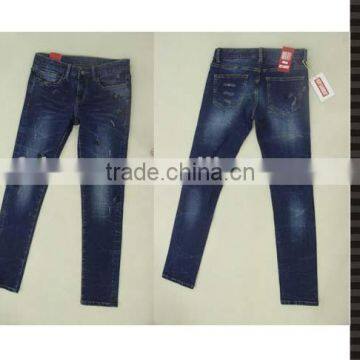Navy jeans women with stone washed