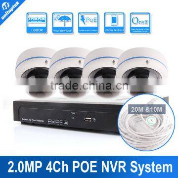 4CH 2.0MP 1080P POE NVR IP Camera Dome System Kit CCTV Network 4 Channel NVR Support Home Video Surveillance Video record