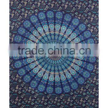 Indian Wholesale Tapestry Wall Hanging Hippie Indian Twin Bedspread Blue Mandala Throw Tapestries Exporter Supplier
