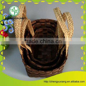 Handmade wood shopping basket with handles