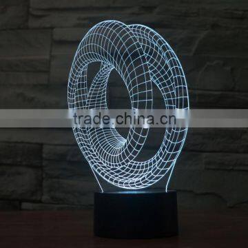3D Optical Night Light Illusion Circle 7 RGB Light Colors 10 LEDs AA Battery or DC 5V Mixed Lot photo-3