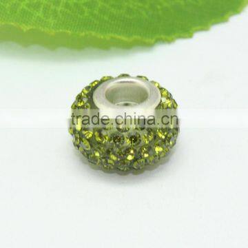 retail and wholesale big hole in middle resin base ball with AAA rhinestone paved shamballa beads for fashion bracelet