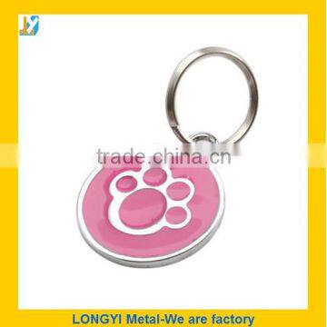 pink pet dog tag with pug printed