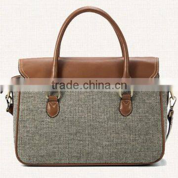 2016 Fashion Genuine Leather and Canvas Handbag Gym Handbag Jute Breifcase Chinese Manufacturer photo-2