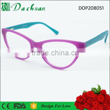 Cat eye cellulose optical eyeglasses fashion lady optical frames with milk double color