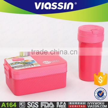 A164 New Style Two Layer Colorful Lunch Box Bento Box with bottle