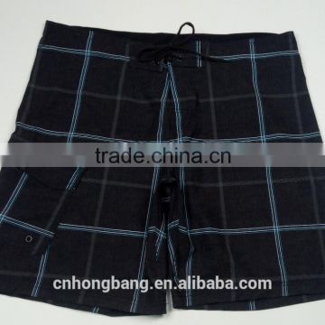 classic style clothing in stock men's plaid print board shorts for swimming