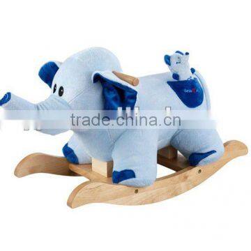 Children's Kids Plush blue elephant Rocking Horse for baby Infant Chair Musical Rocker New cut and beautiful wooden rockers