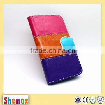 Two Tone Stripes Leather Side Flip Stand for HTC ONE E9+,Cover for HTC ONE E9