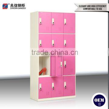 12 Door Pink Stainless Steel Wardrobe Multi-door Steel Closet Locker Fashionable Key Lock Steel Locker photo-4