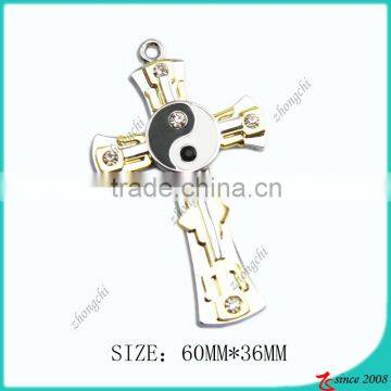 Zinc Alloy Fashion Trendy YinYang Boys Cross Necklace