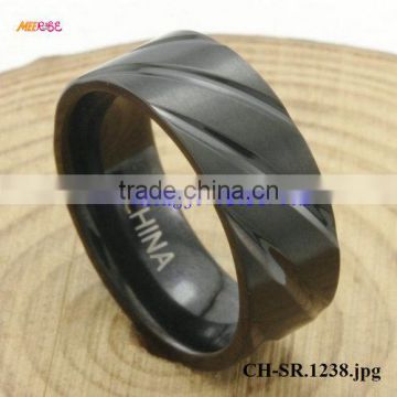 Fashion Ring Jewelry Rotating Grooves Surface Black MENS TITANIUM RINGS