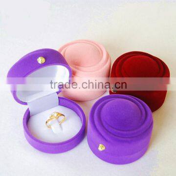Hot sale luxury flocking jewelry round packaing box
