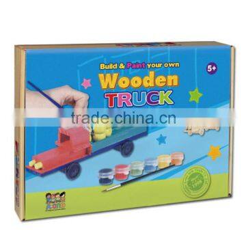 Building painting wooden car DIY wooden toy for kids