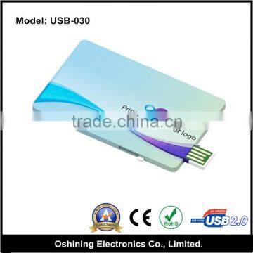 custom logo credit card style usb flash memory stick business card pen drive(USB-030)