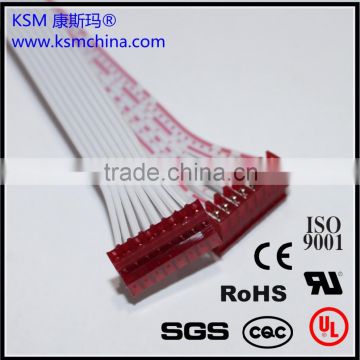 KSM electrical cable assemble Custom Flat Ribbon Cable Assembly with Micro Match 1.27mm Red IDC Socket and Red IDC Socket