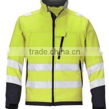 Cheap High visibility fleece lined waterproof softshell jacket
