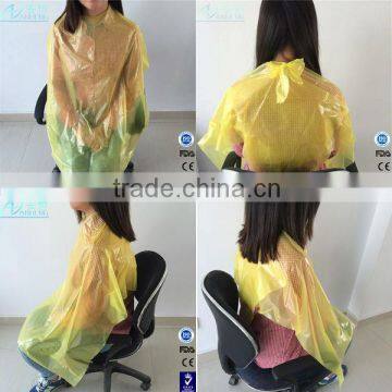 Wholesale hair salon water proof transparent plastic haircut cape