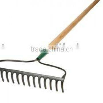 Forged bow rake with long handle