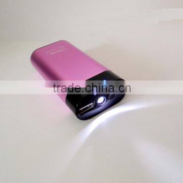 Fashion aluminum cover 5200mah power bank with led torch,flashlight ,battery charger