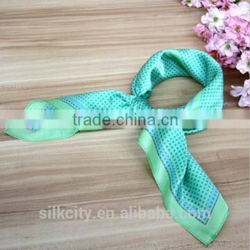 High Quality Screen Printing Green Silk Bandana