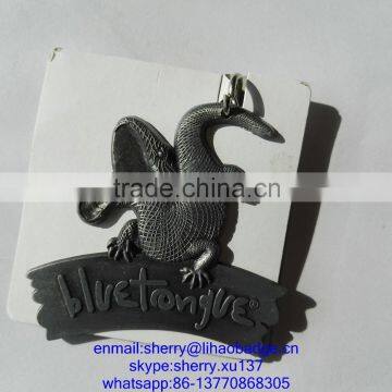 Customized Metal Zinc Alloy Crocodile Tag,Embossed Crocodile Shaped Keychain