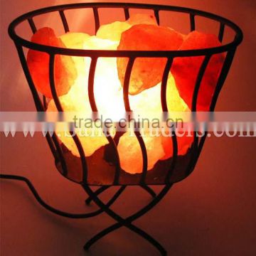 Himalayan Salt Lamp / Natural Salt Lamps / Iron Stand Salt Lamp / Iron Basket Lamps