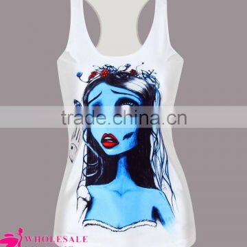 Wholesale Corpse Bride Emily Graphic White Summer Tank Top BX014 women